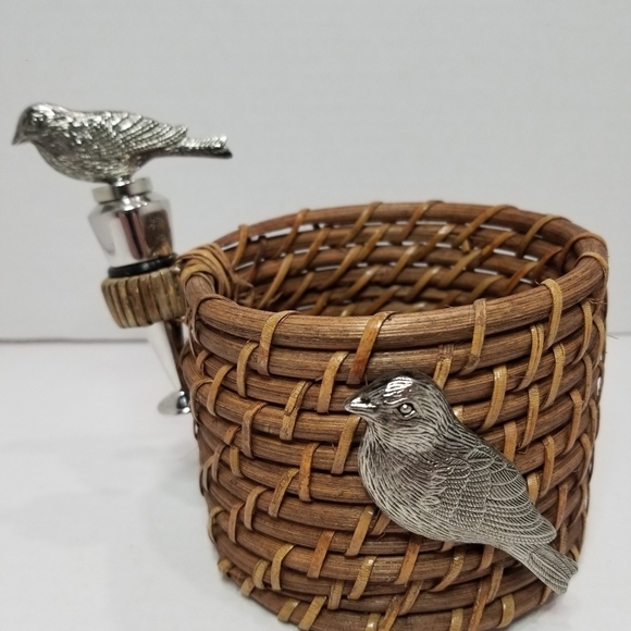 Rattan Wine Bottle Holder & Bird Stopper Basket Weave Unique Gift - Picture 11 of 12